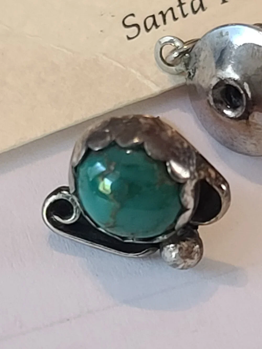 $165 Navajo Artisan Toney Toledo of Santa Fe Circa 1970-80's Turquoise Tie Tack!